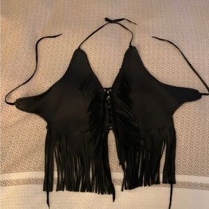 Native American made Leather vest top halter Like New Never worn